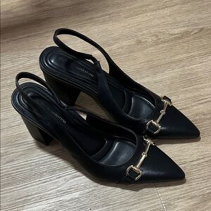 BCBGeneration Black Heels with Gold Accent